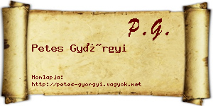 Petes Györgyi névjegykártya