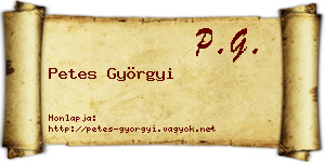 Petes Györgyi névjegykártya